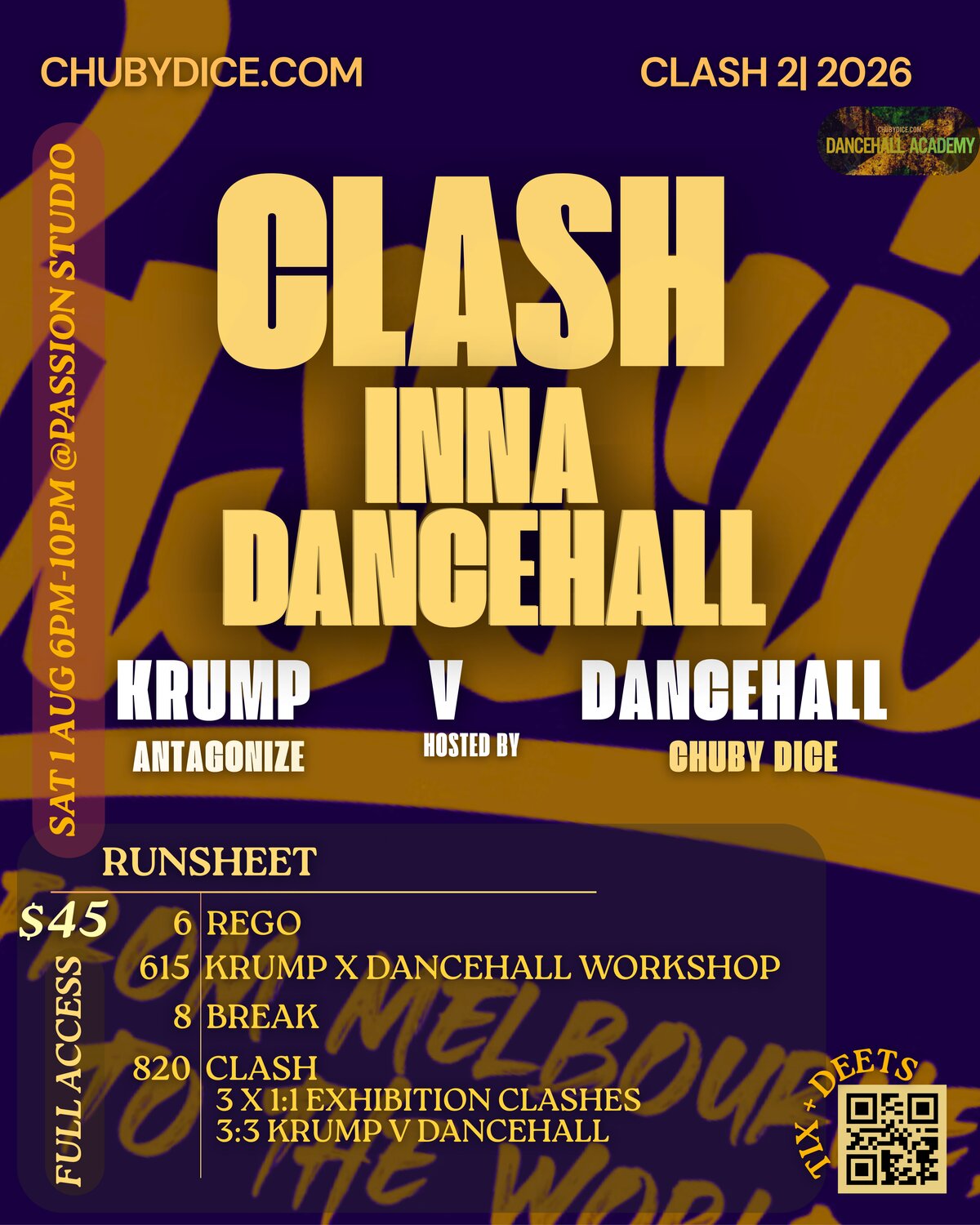 Krump v Dancehall — Sat 1 Aug 2026